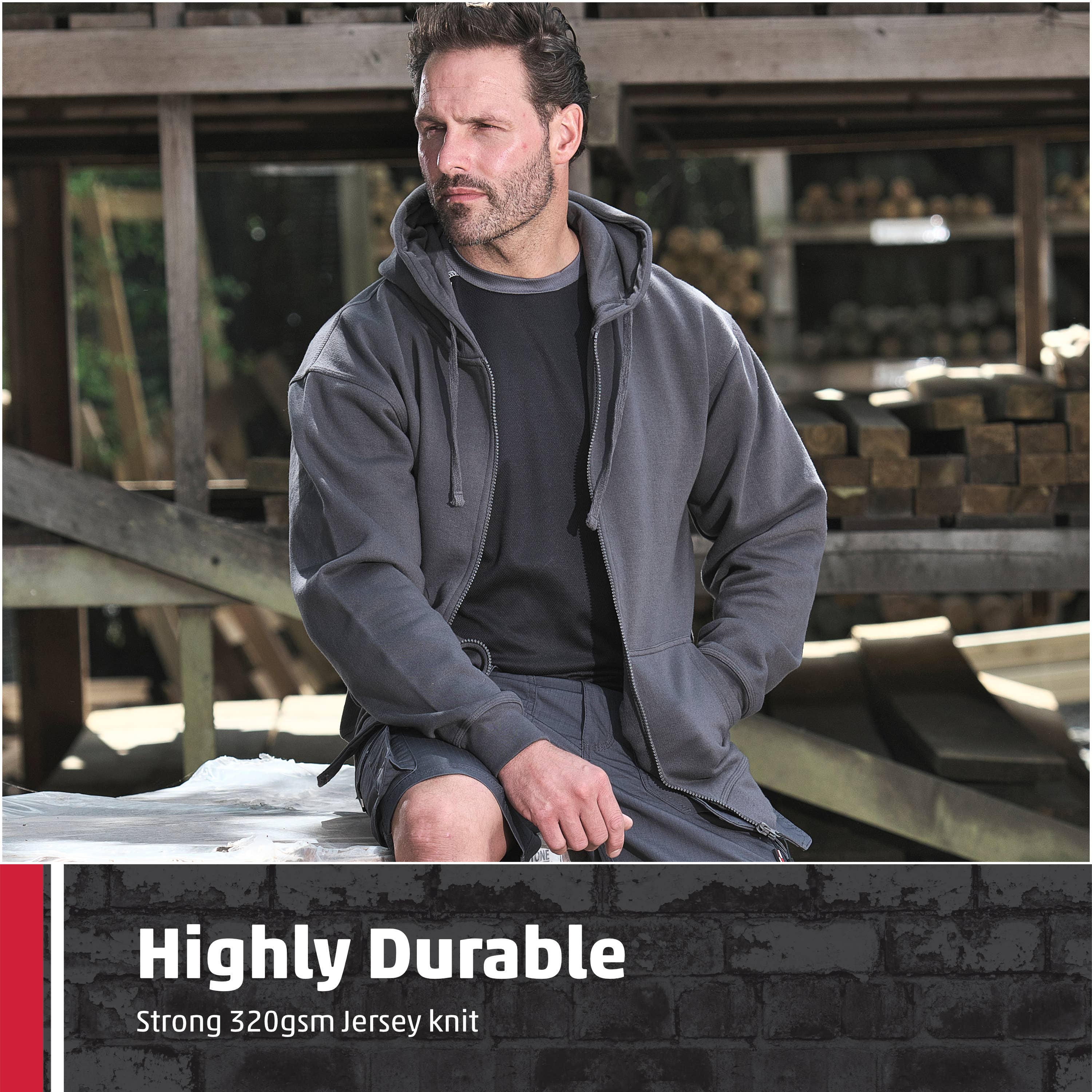 TuffStuff Workwear – wholesale Hoodie – Men's – TuffStuff Pro Work Hoodie, Full Zip, Lined Hood, Taped Neck5