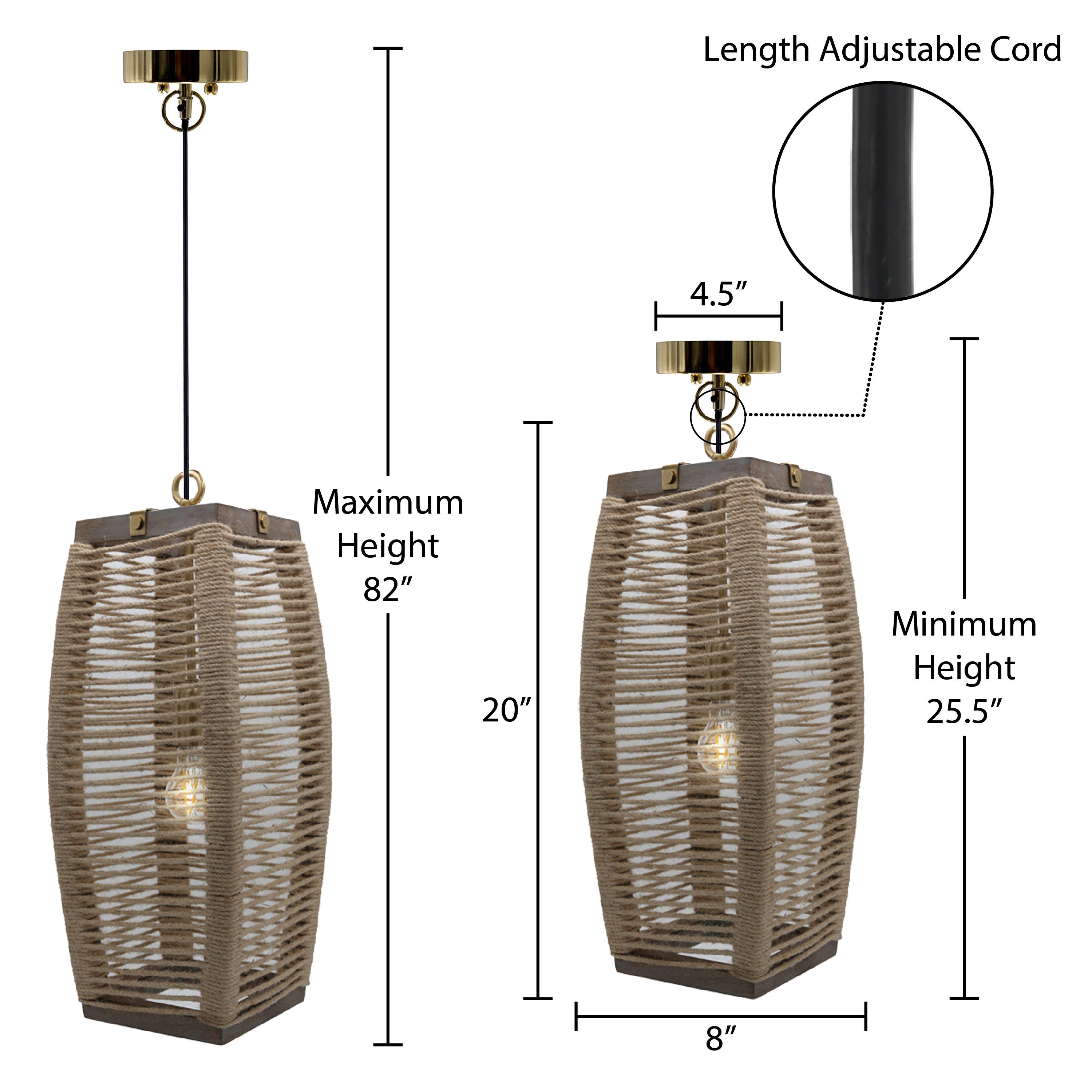 River of Goods - Wholesale Chandelier/Hanging Light - 20"H Thalia Beige Cylinder 1-Light Rope Hanging Pendant Lamp2