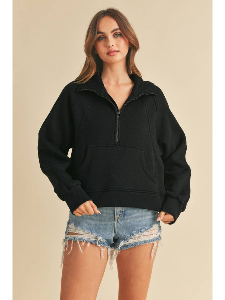 AEMI + CO - Wholesale Sweatshirt – Women's - 950CK Dove Funnel Neck Half Zip 6