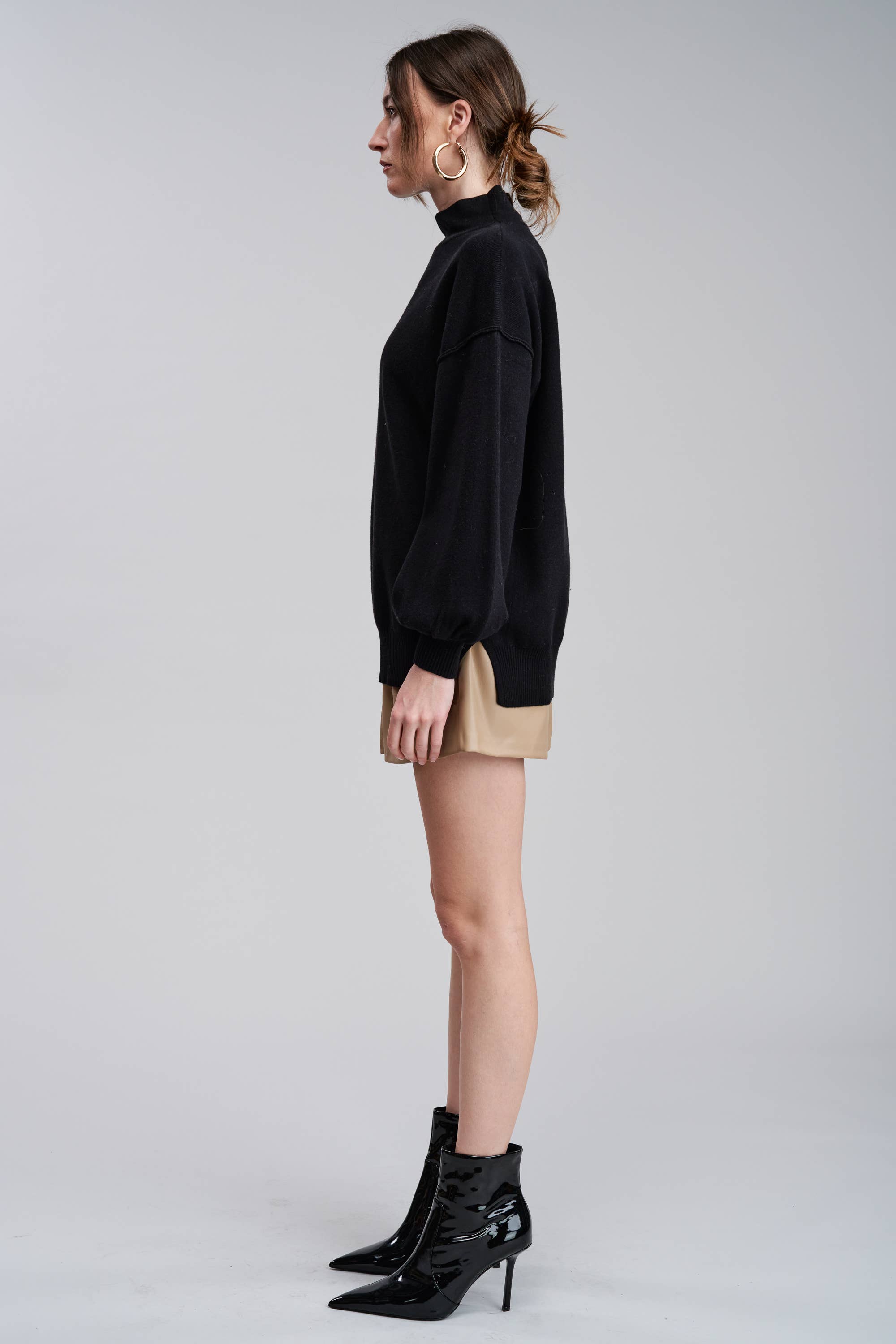 FLAT WHITE - Vendita all'ingrosso Maglione tricot - Donna - Pullover in felpa Norah Mockneck1