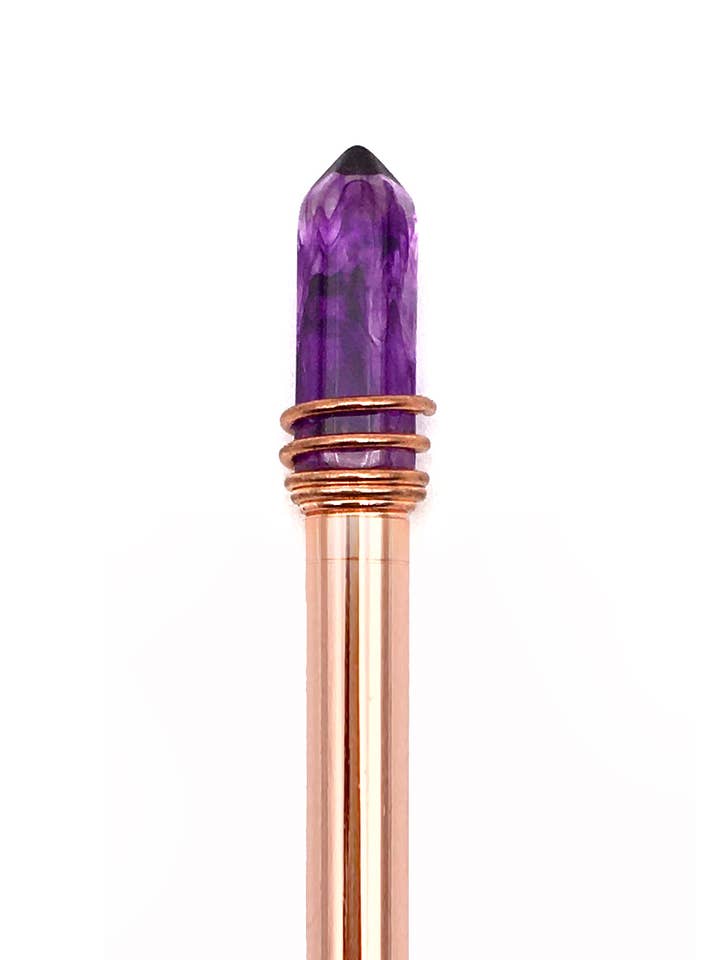 MYSTIC CRYSTAL PEN - AMETHYST/ROSE GOLD SET OF 8 for wholesale by SNIFTY