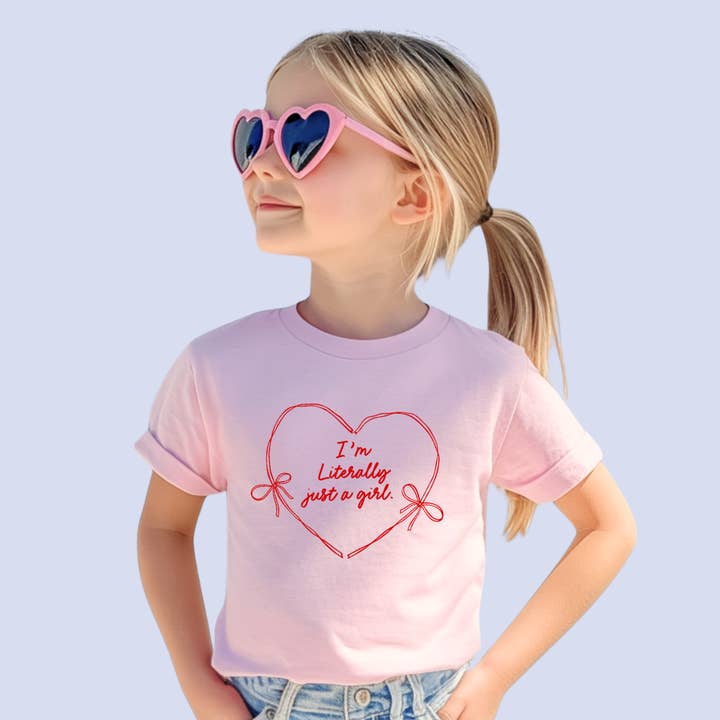 I'm Literally just a girl Hearts Kids Shirt for wholesale by Benny & Ray Apparel