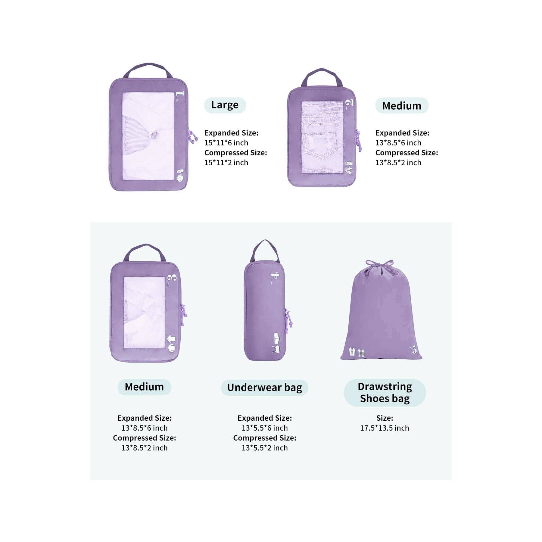 NARWEY INC - Wholesale Packing Cube - 5 Set Compression Packing Cubes for Suitcases Organiser Bags65