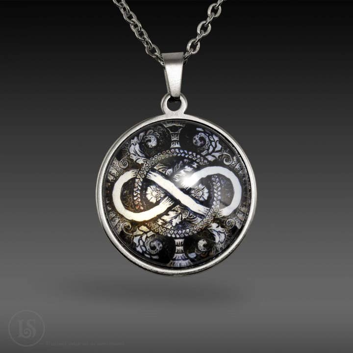 Moonlight Dreams Infinity Pendant, 28mm, Silver-tone for wholesale by Liz Sabol Jewelry Art