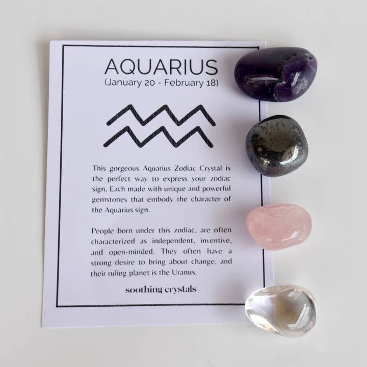 Soothing Crystals – Großhandel Spiritueller Stein/Kristall – Getrommeltes Kristallset | WASSERMANN | Steine Geschenk | Sternzeichen-Set