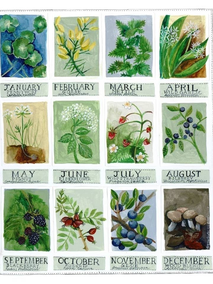 Forage Calendar Large Greetings Card for wholesale by Driftwood Designs
