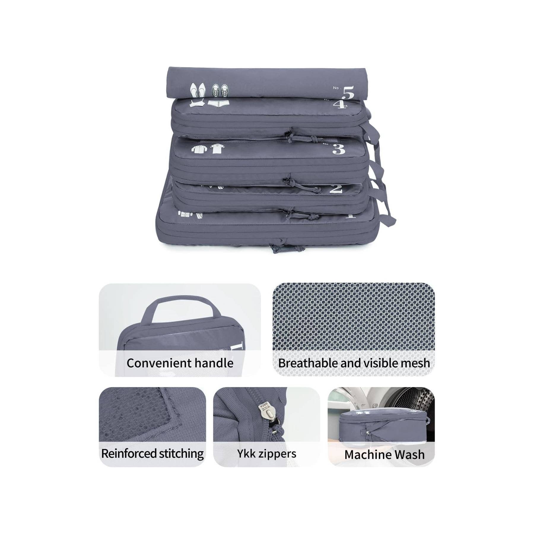 NARWEY INC - Wholesale Packing Cube - 5 Set Compression Packing Cubes for Suitcases Organiser Bags32