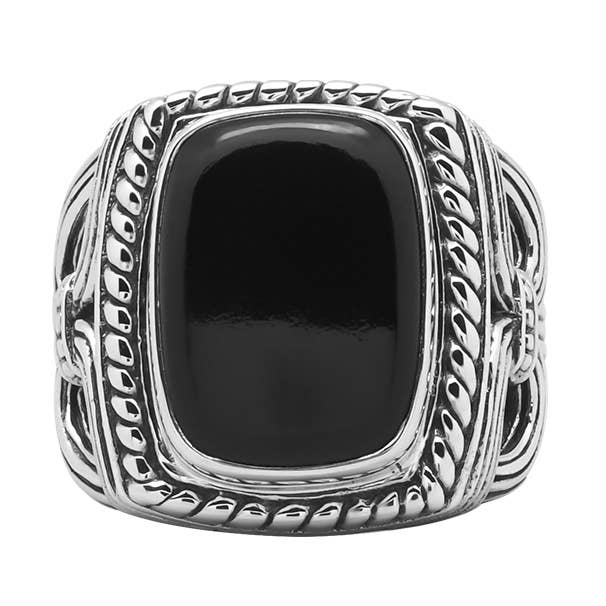 Tempelring aus silbernem Onyxstein für Herren für den Großhandel von Orus bijoux men