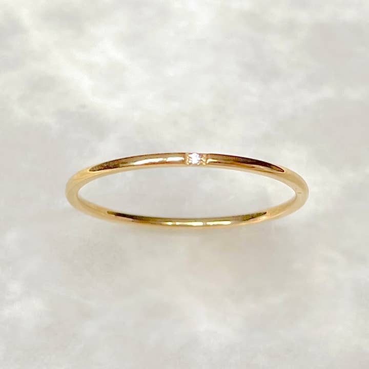 Blueyejewelry - Wholesale Band/Stacked Ring - Dainty Gold Ring - Waterproof Thin Gold Band - Diamond Ring