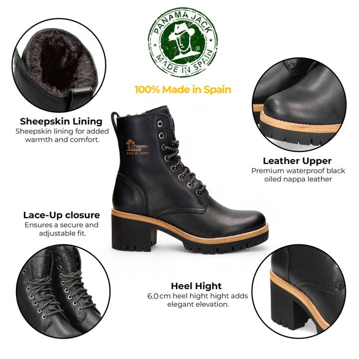 Negro Botas Padma B11 de Cuero Negro para Mujer de Panama Jacks de venta al por mayor en Faire