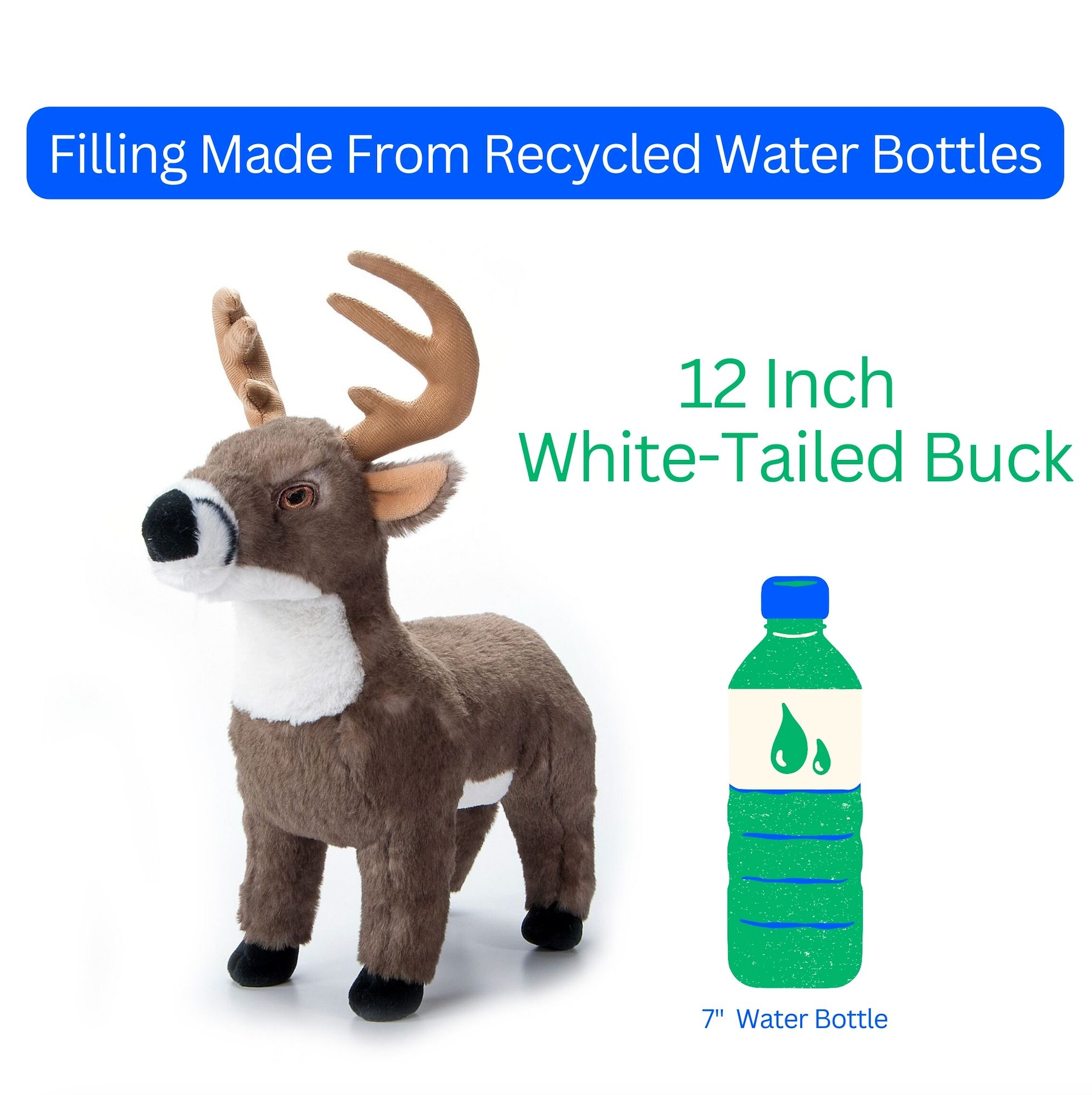 The Petting Zoo - Wholesale Stuffed/Plush Toy - Kids & Baby - Recycled Earth Keeperz White-Tailed Buck medium 12"4