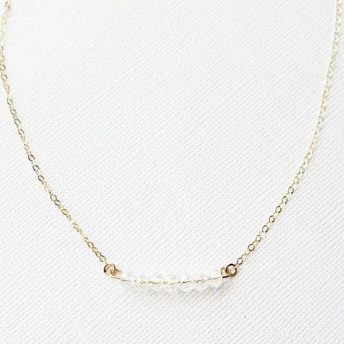 Clear Crystal Bar Necklace - simple gold beaded choker for wholesale by Aden + Claire Jewelry