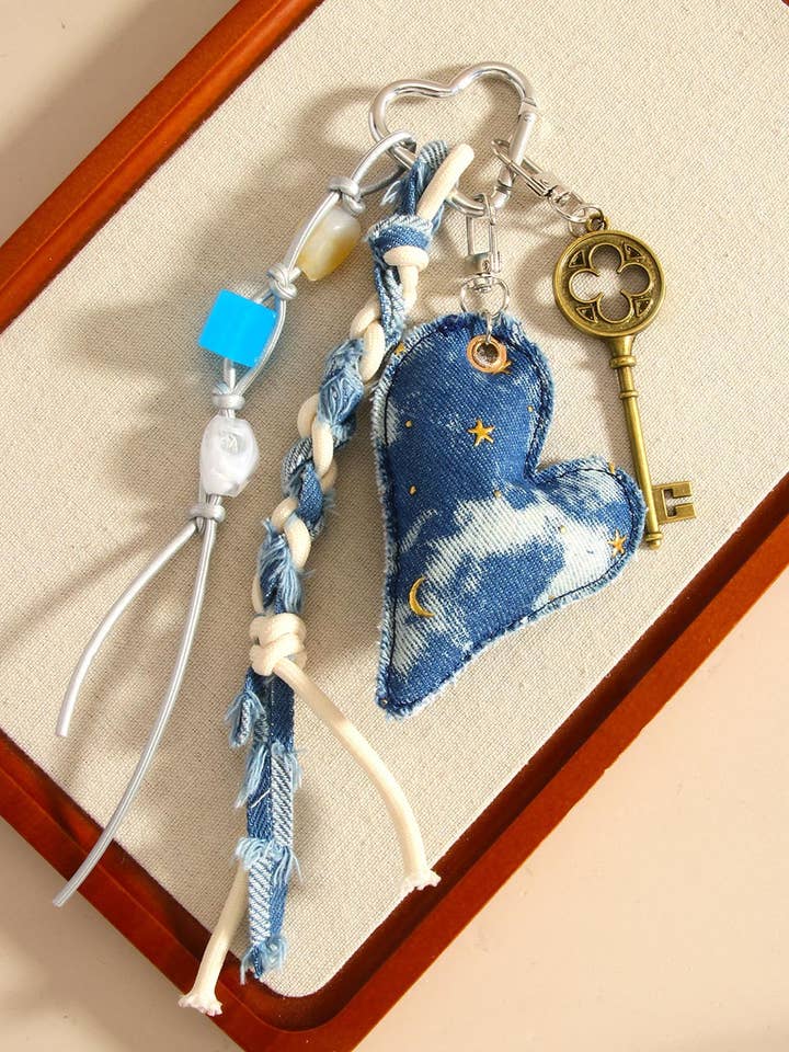 Denim-Liebe-Perlen-Seil-Taschenanhänger DP25D674 für den Großhandel von Dipped Shop