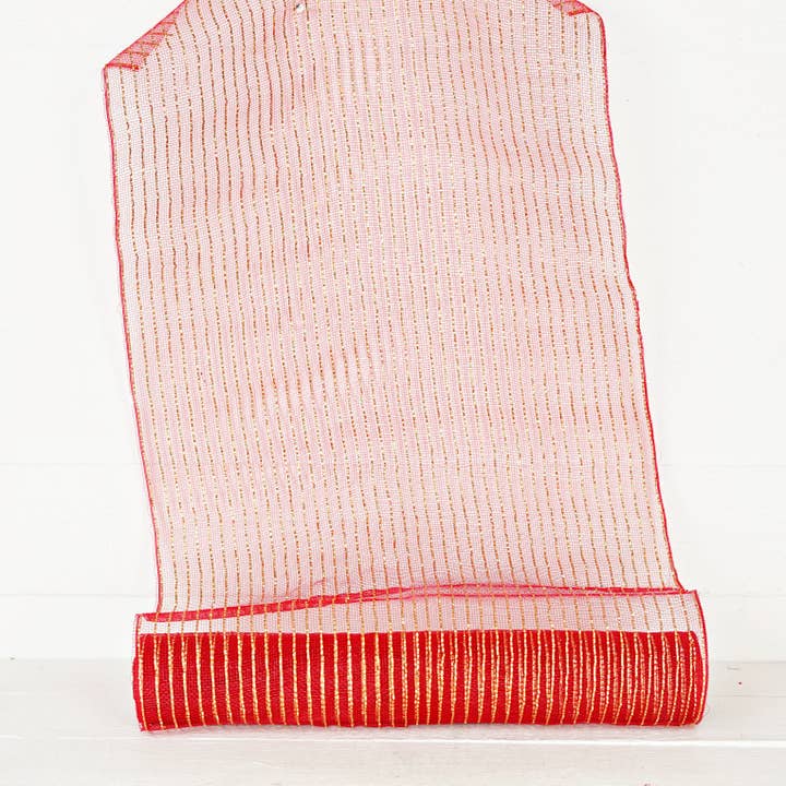Impressive Enterprises, Inc. - Wholesale Christmas Decoration - M4896- 21inx10ft Mesh-Red/Gold-2