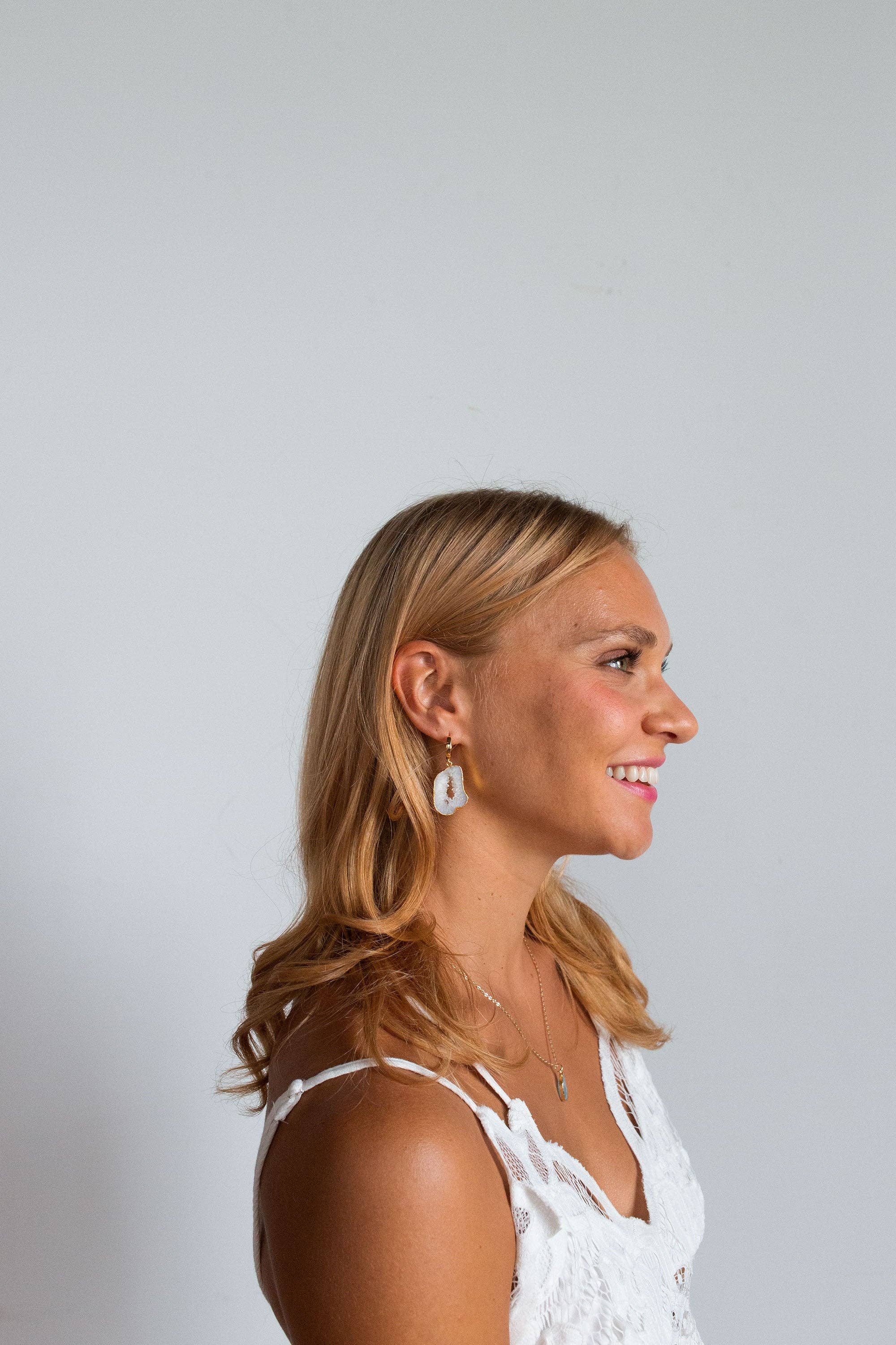 Bohemian and Bouj - Wholesale Huggie Earrings - The World Huggies | 18k Gold-Plated + Geode Earrings1