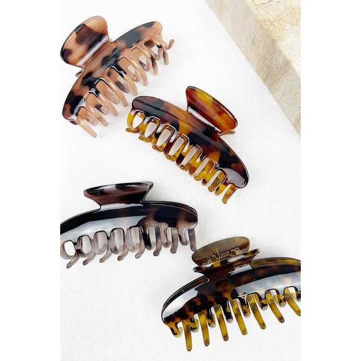 MIX COLOR Tortoise Shell Pattern Leopard Hair Clips for wholesale on Faire