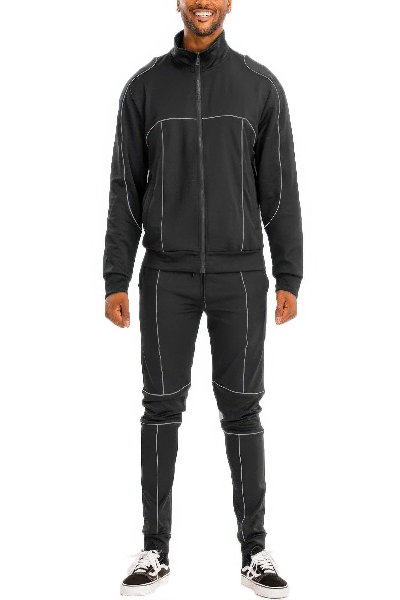 CC Wholesale Clothing - Wholesale Tracksuit - Men's - Reflective Piping Track Set0
