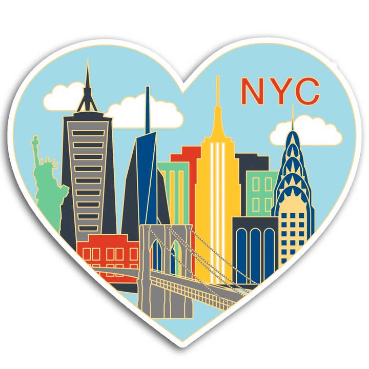 New York City Skyline Heart NYC Die Cut Sticker for wholesale by THE FOUND