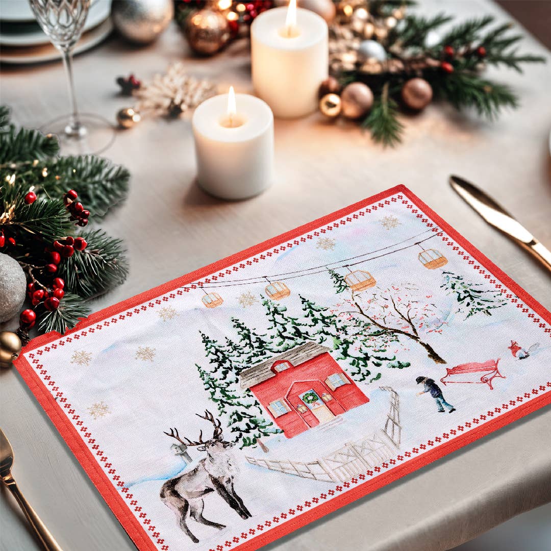 Maison d'Hermine - Design in Every Thread - Wholesale Placemat - Placemats 100% Cotton 13" x 19" - Set of 4 - Rural Christmas4