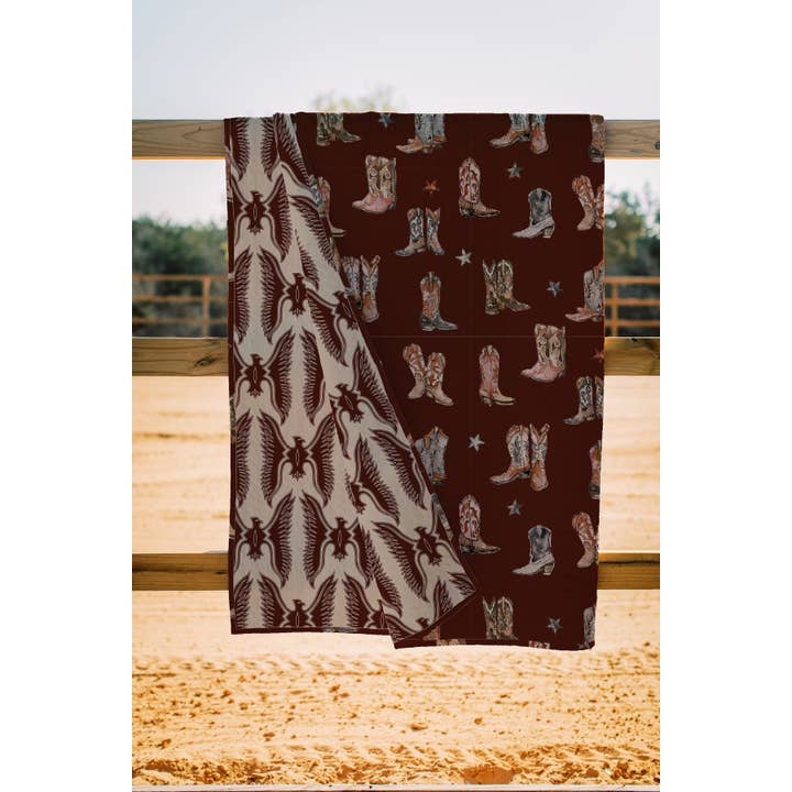 Thunderbird Boots Maroon Quilt for wholesale by Ida Mae Home