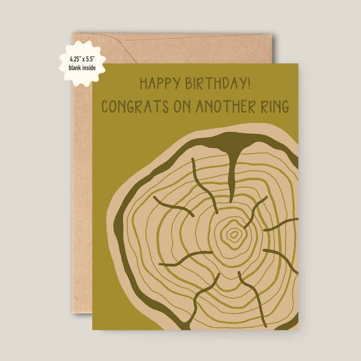Birthday Rings | Tree Trunk Birthday Card for wholesale by Bri Kuffell Art