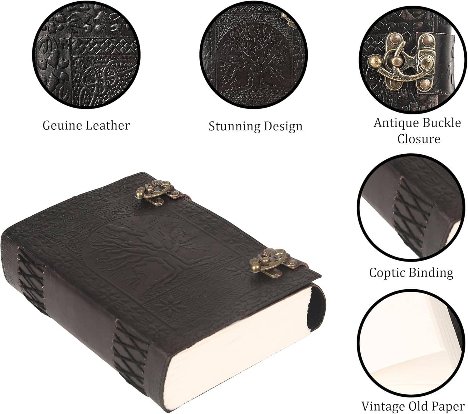 Tuzech Leather - Vente Journal intime - Tuzech grand journal de vie de 600 pages | journal en cuir | carnet de notes grand arbre de vie embossé | carnet d'écriture en cuir | journal en cuir fait main | grimoire en cuir | carnet de croquis en cuir 7 x 10 relié par fil23