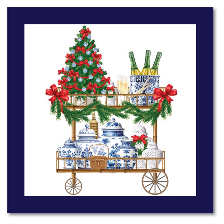 WEIHNACHTEN BARWAGEN-UMSCHLAGKARTEN | TARTAN + CHINOISERIE für den Großhandel von B. ROWE & CO.
