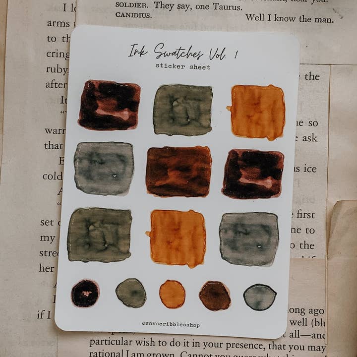 Ink Swatches Vol. 1 Sticker Sheet for wholesale by Savannah Scribbles Shop