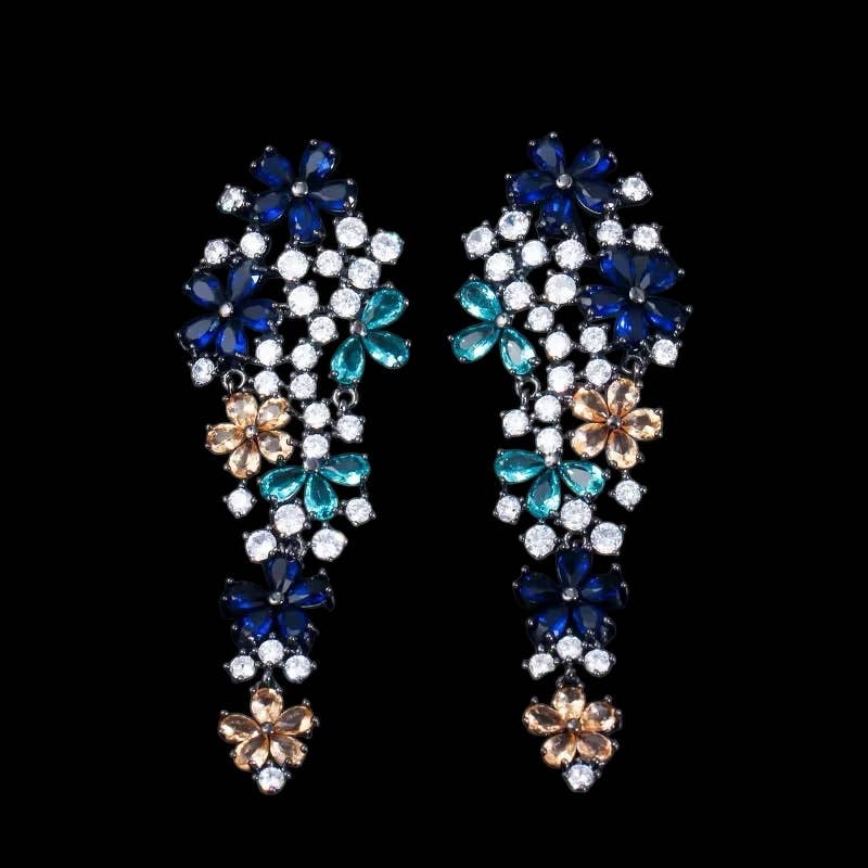 Athena Bridal Jewellery – wholesale Dangle earrings – CZ COLLECTION - EXQUISITE WATERFALL EARRINGS - CZER912 MULTI6