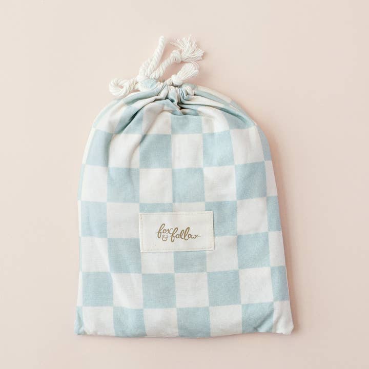 Sage Check Organic Fitted Bassinet Sheet/Change Pad Cover for wholesale by Fox & Fallow