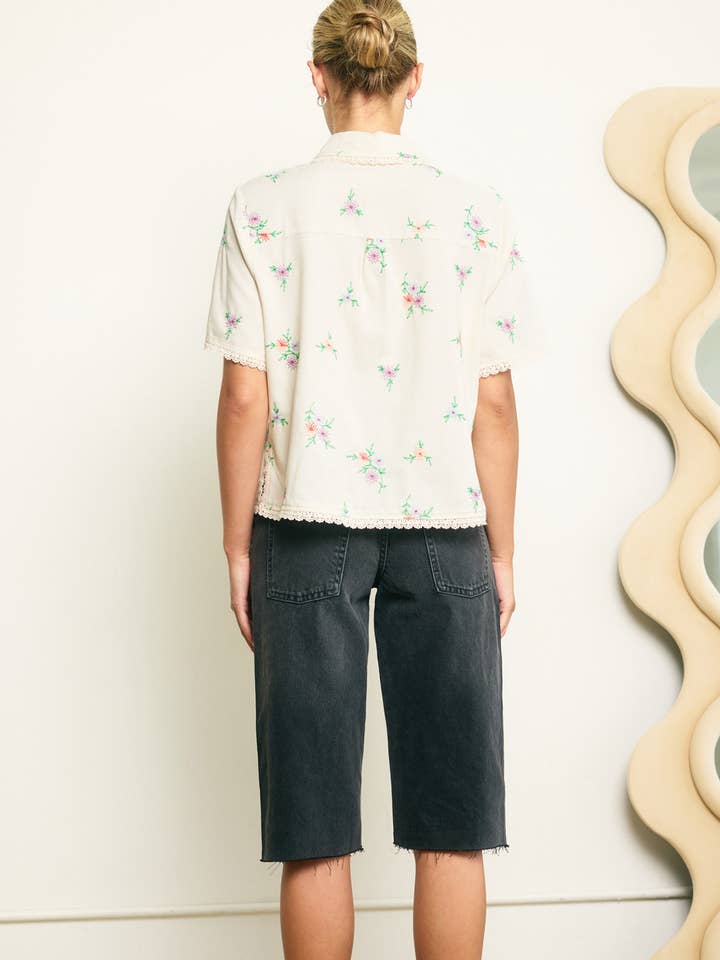 DEEP CREAM Embroidered Shirt - RT1134 for wholesale on Faire