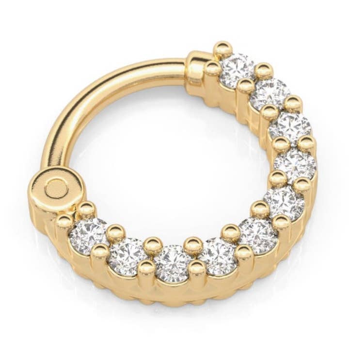Aro tipo clicker con forma de diamante minimalista de oro de 14 quilates para venta al por mayor de Umanative Design