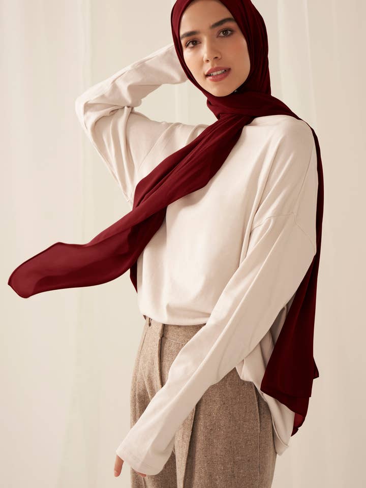 Everyday Chiffon Hijab - Bordeaux for wholesale by Haute Hijab