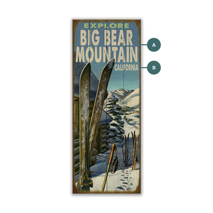 Explore Skis - Wood & Metal Wall Art for wholesale by Old Wood Signs