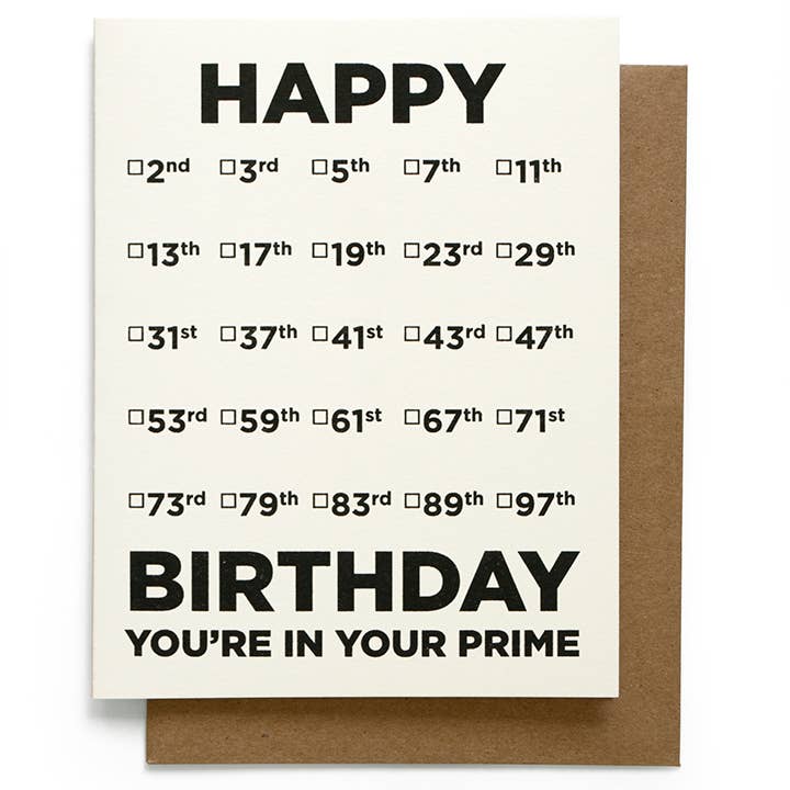Smarty Pants Paper - Wholesale Birthday Card - Prime Number Birthday Card