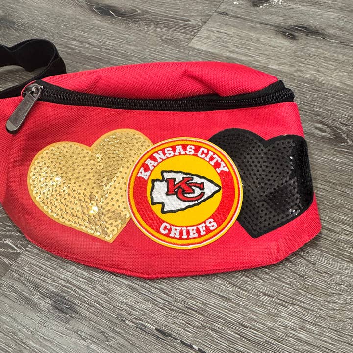 Patchwrx Customs Hat Bar - Wholesale Belt Bag - Women's - Kansas City Chiefs Hearts Canvas Fanny Pack Bag4