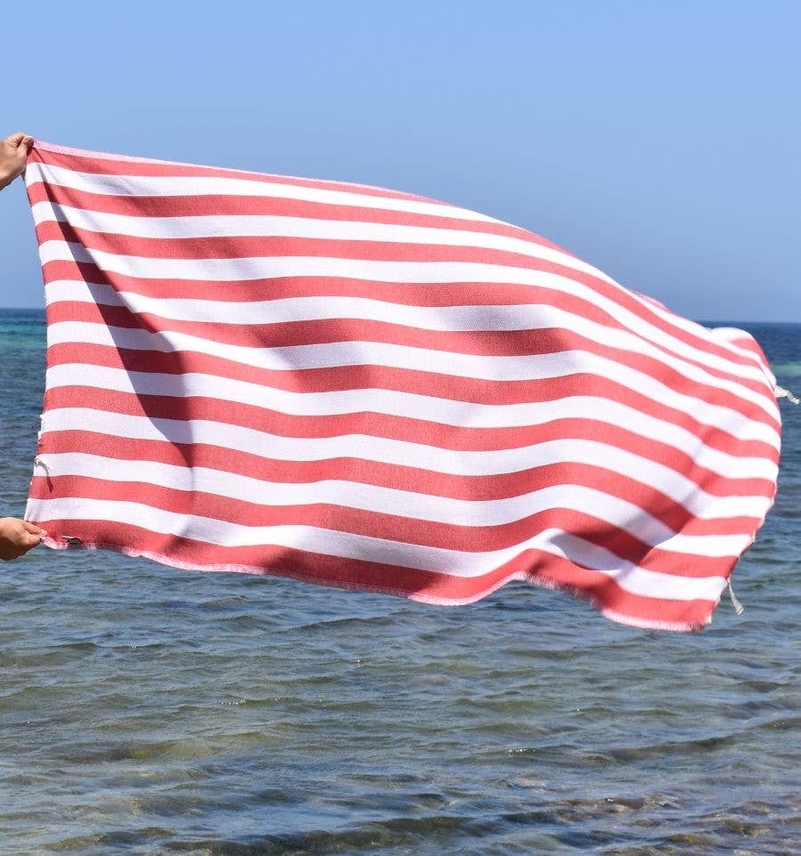 Fouta Tunisia - Vendita all'ingrosso Telo mare - Fouta Alaska con righe verticali eleganti9