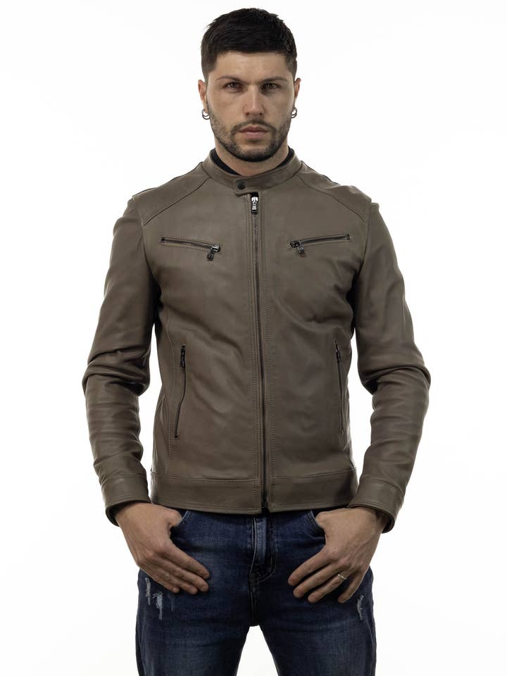 U06 - Fango mænds ægte læderjakke for engroshandel hos Michelangelo srls