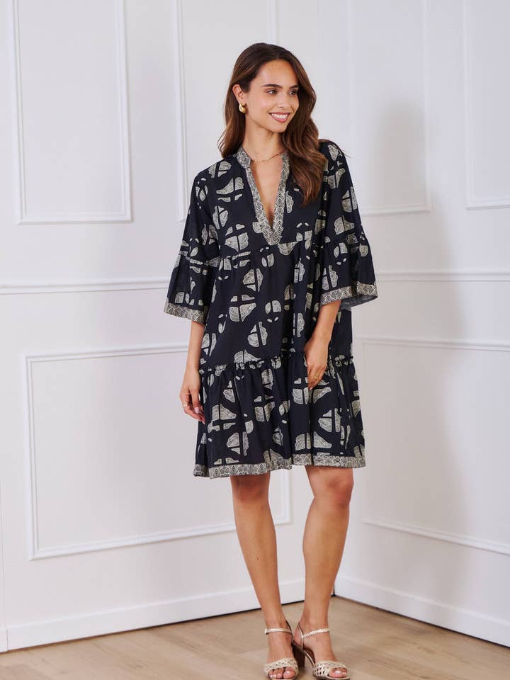 Orice - Wholesale Dress - Women's - Short dress in batik print cotton - Orice2