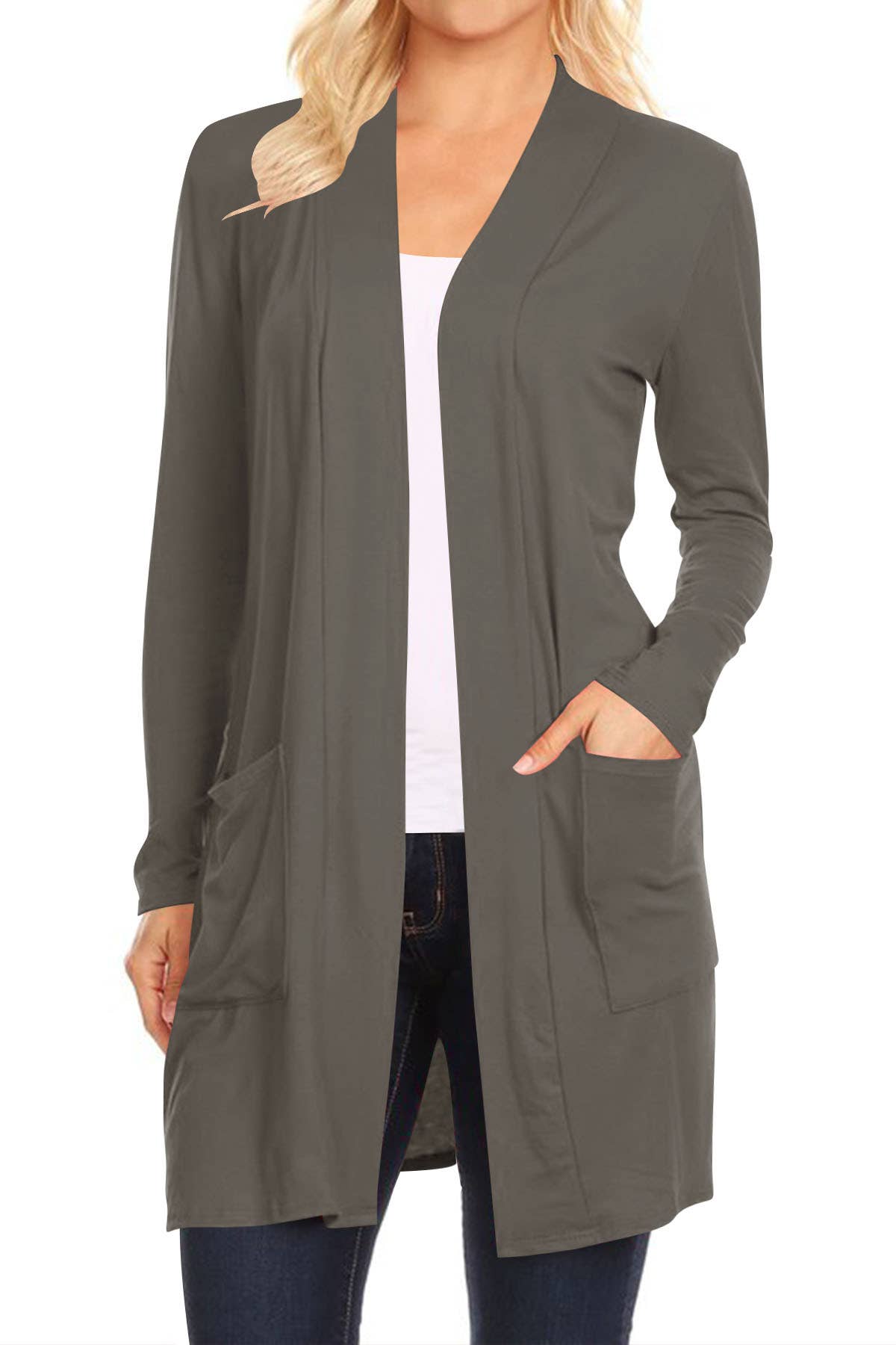 MOA COLLECTION - Wholesale Cardigan - Women's - Casual Solid Open Front Basic Cardigan Jacket2
