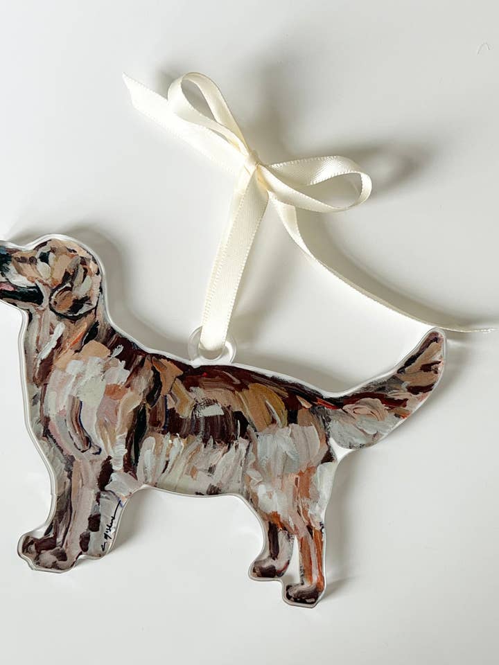 "Golden Retriever Dark" ornament for wholesale by Chelsea McShane Art
