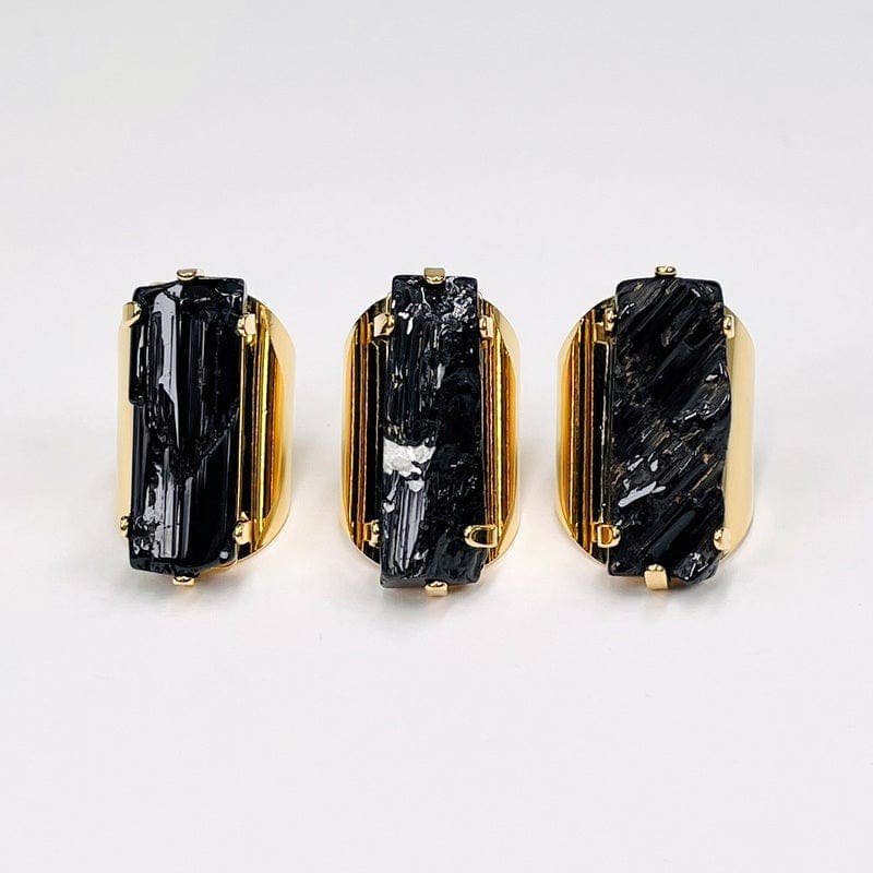 Rock Paradise - Venta al por mayor Anillos grandes/de cóctel - Anillo de cristal turmalina negro1