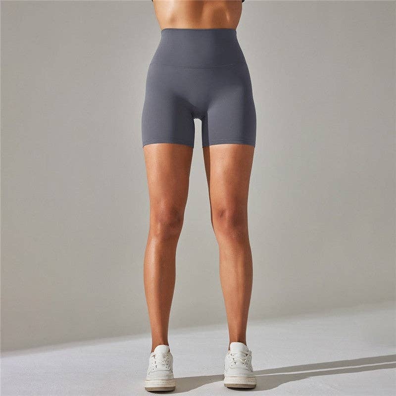 FurDecoration - Wholesale Athletic Shorts - Women's - Solid Color High-Waisted Elastic Sport Shorts8