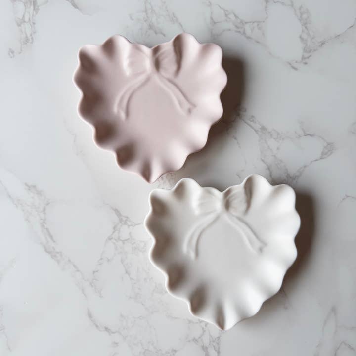 Ruffle Bow Jewelry Dish | Heart Trinket Tray for wholesale by Siena Style
