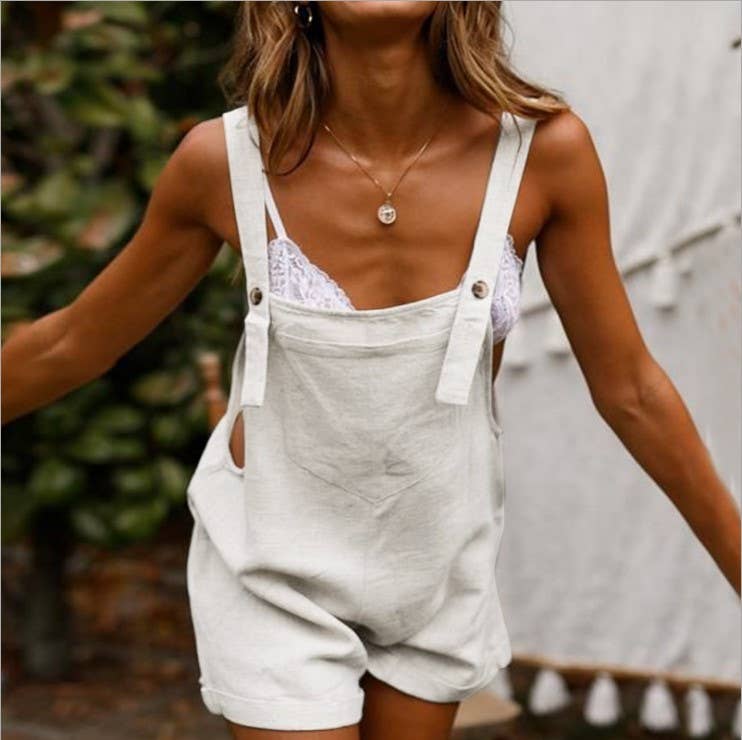 HIDDENBRAND - Wholesale Jumpsuit - Women's - Casual Button Shorts Overalls6