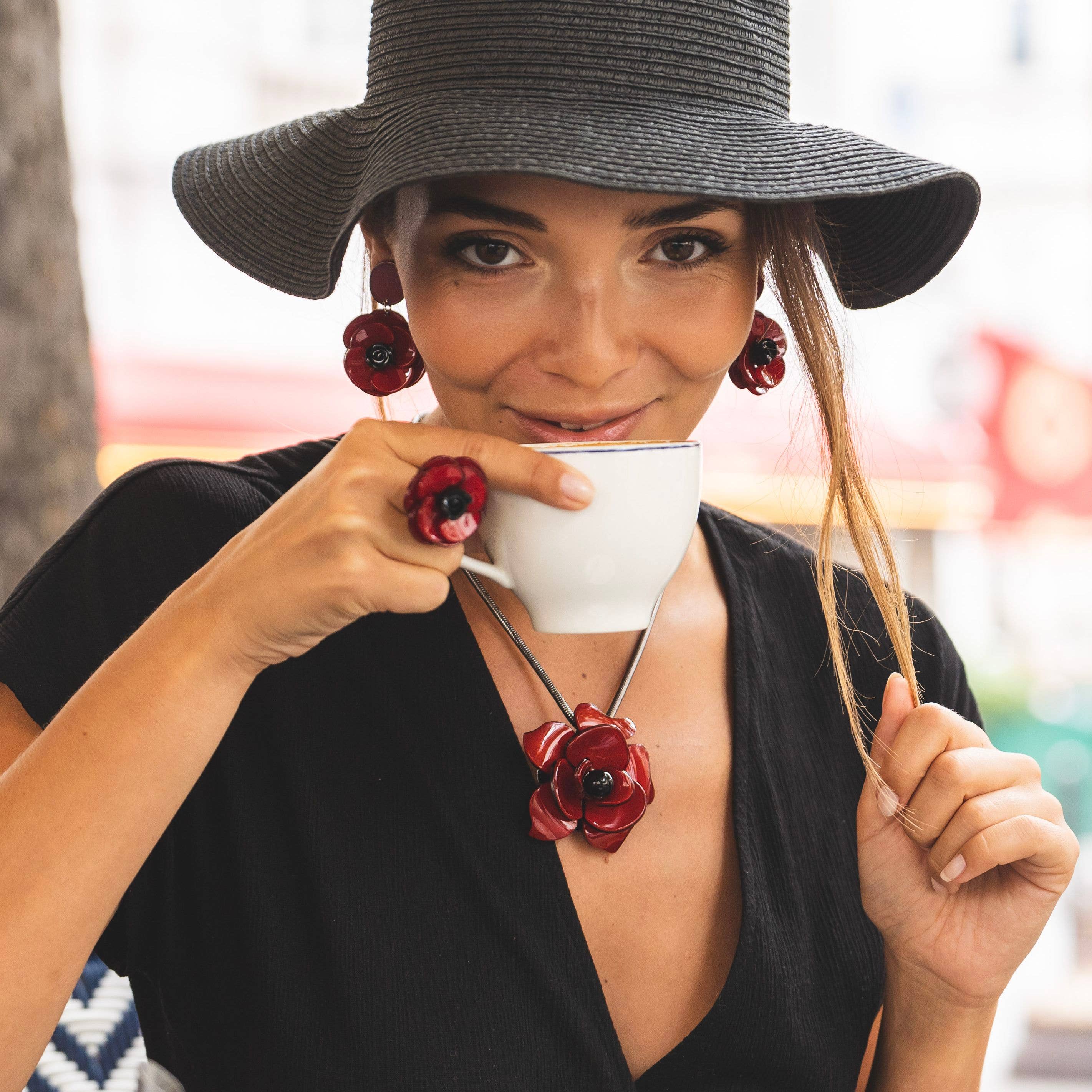 Red Lenna Poppy Necklace for wholesale on Faire2