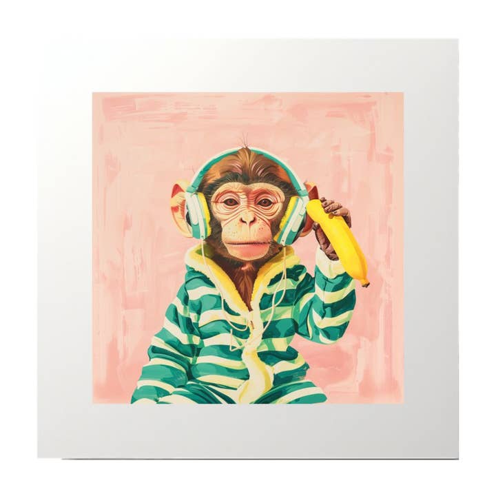 Baby Monkey Music Banaan Kunstdruk voor wholesale door Artificial Ink