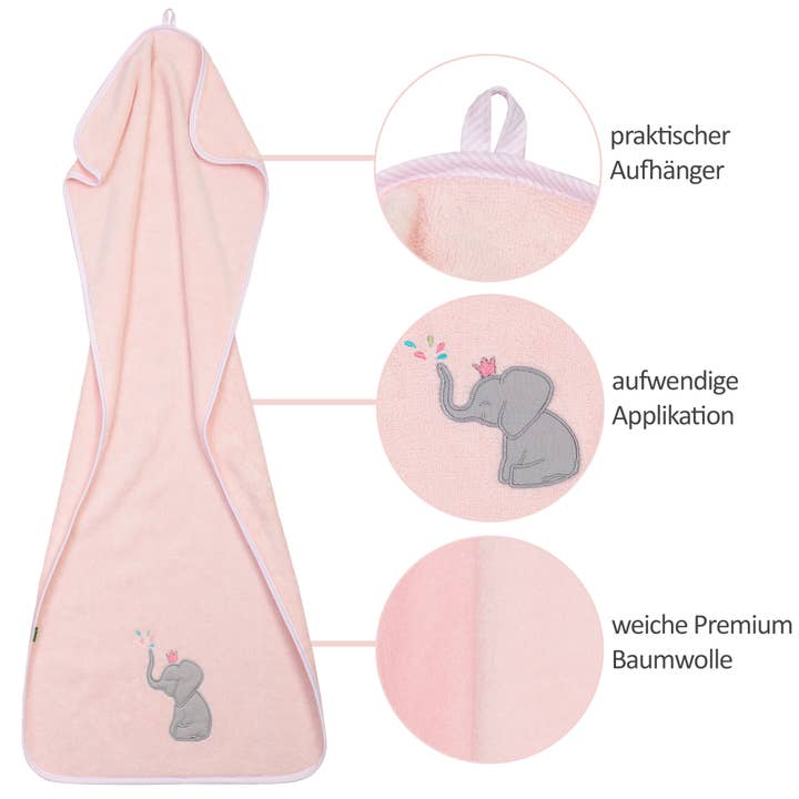 Smithy by Dagmar Nelk - Wholesale Bath Towel - Kids & Baby - Towel Elephant, pink, 50 x 100 cm