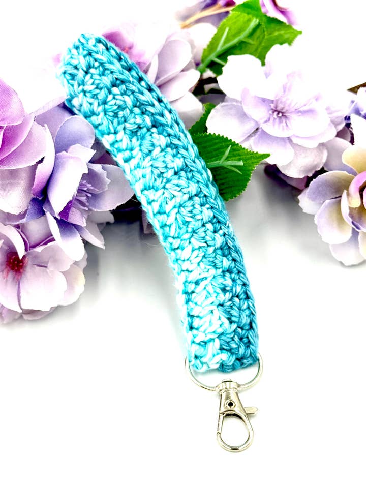 Teal Keychain Wristlet for wholesale by Cuddle Me Close Crochet