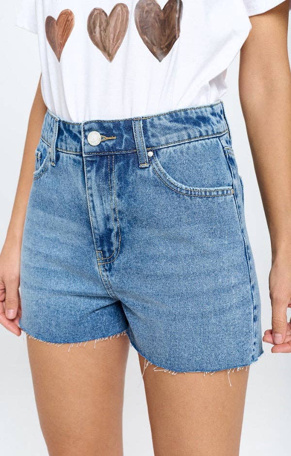 BLUE AGE - Vente Short – femme - SHORT EN JEAN TAILLE HAUTE À OURLET GRIS4